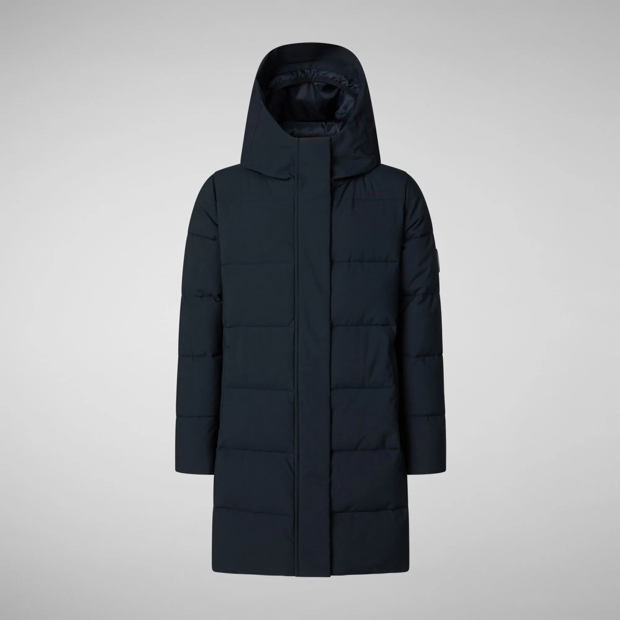 Girls' hooded long parka Selene in blue black