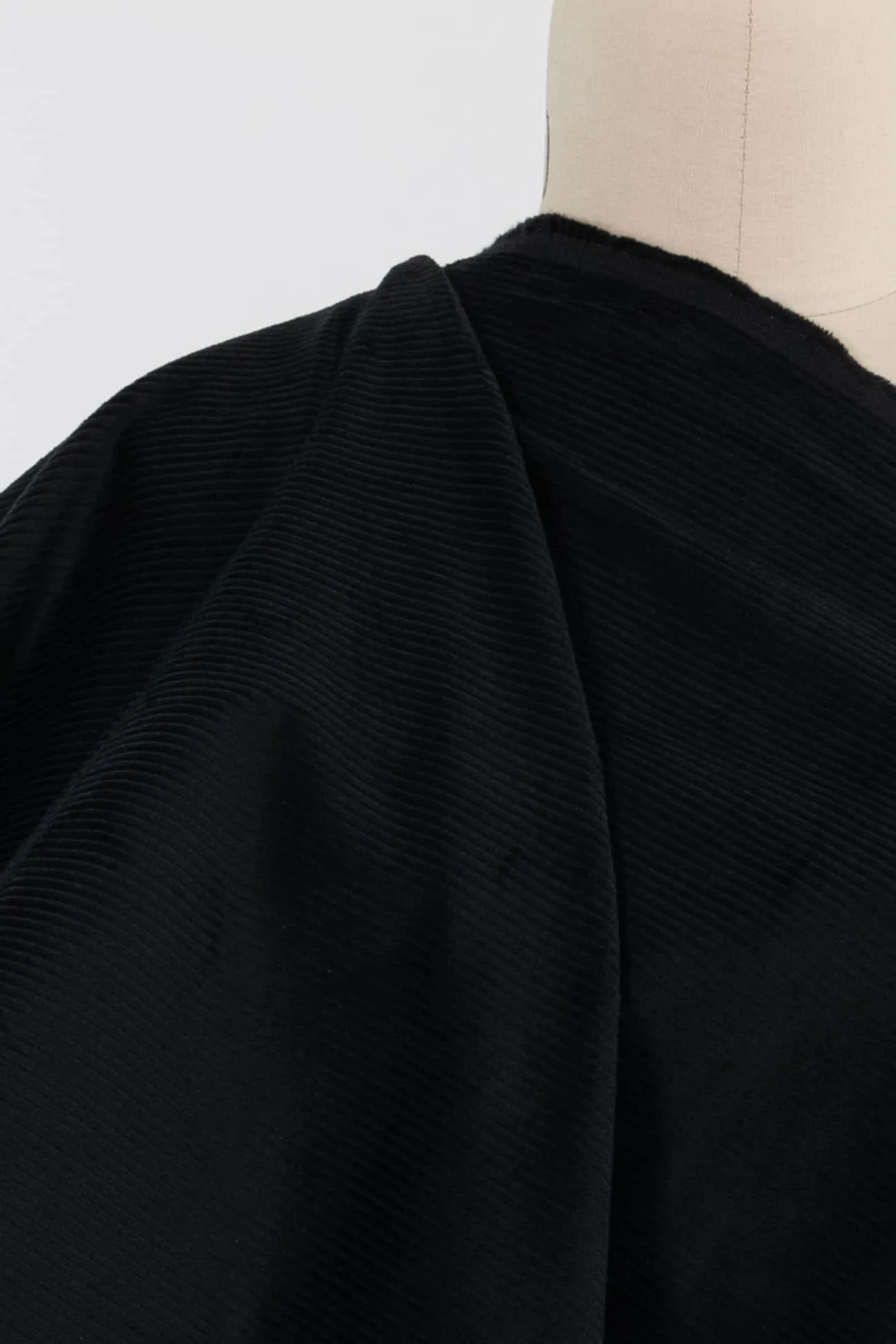 Ink Black Stretch Cotton Corduroy