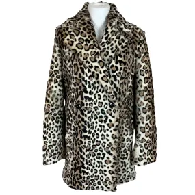 Iro £1250 Goatskin Leopard Print Pea Coat XXS