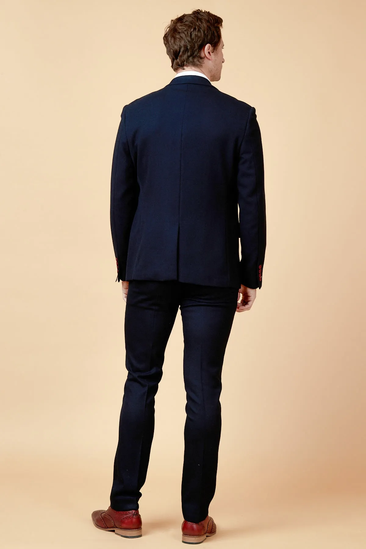 JD4 - Navy Contrast Trim Three Piece Suit