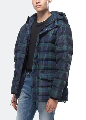 Konus Men's Plaid Duck Down Parka in Hunter