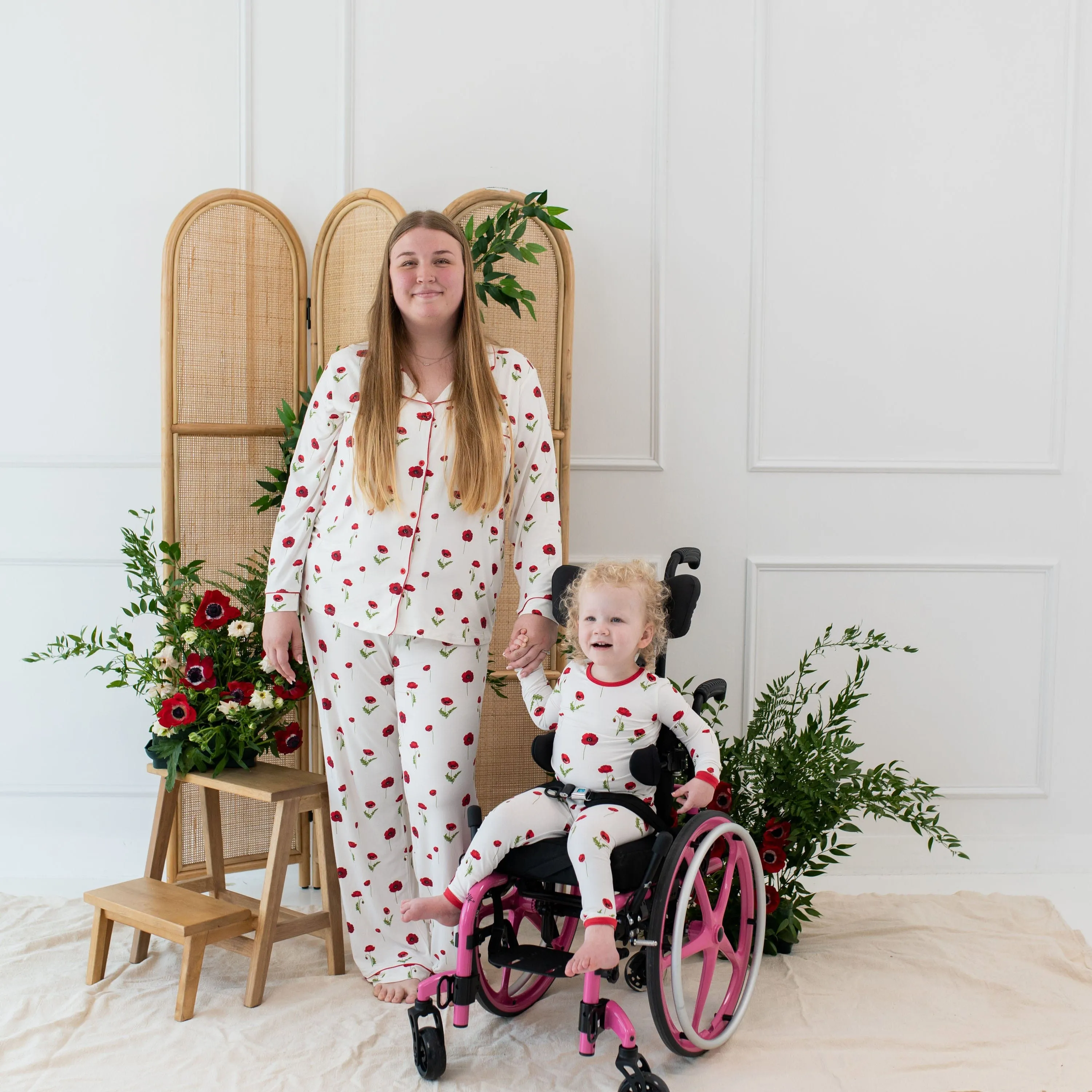 Long Sleeve Pajamas in Cloud Poppies