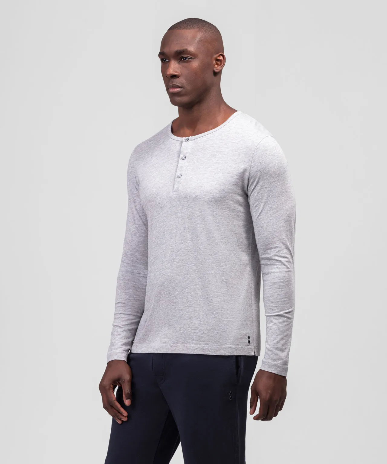 Long-Sleeved Henley: Heather Grey