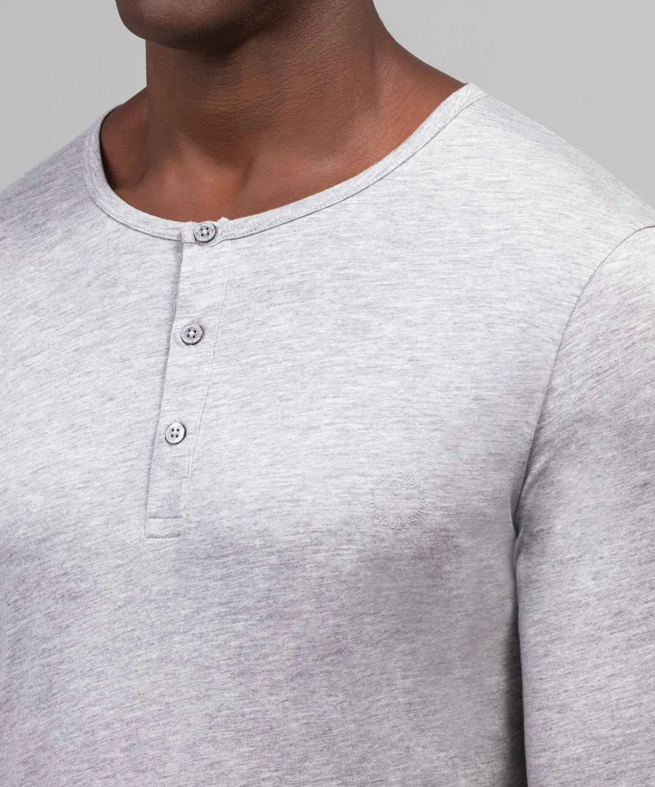 Long-Sleeved Henley: Heather Grey