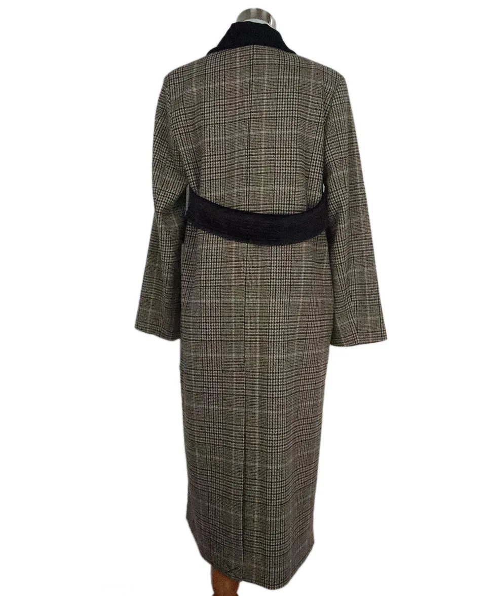 Manoush Black & Brown Plaid Wool Coat sz 4