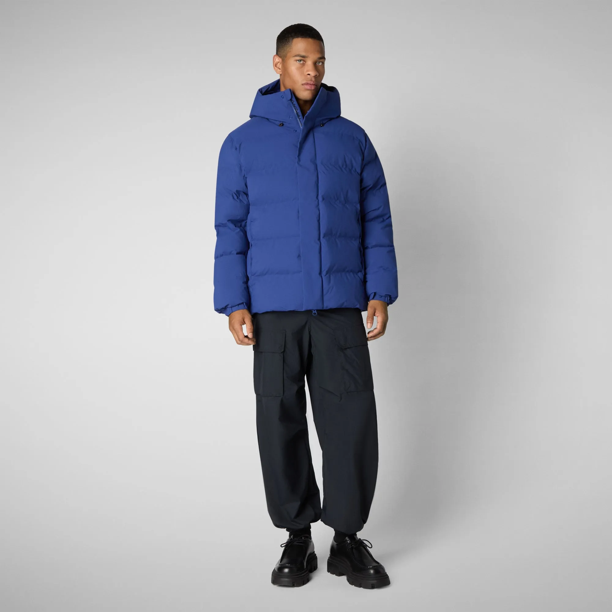 Man's hooded parka Leland in eclipse blue