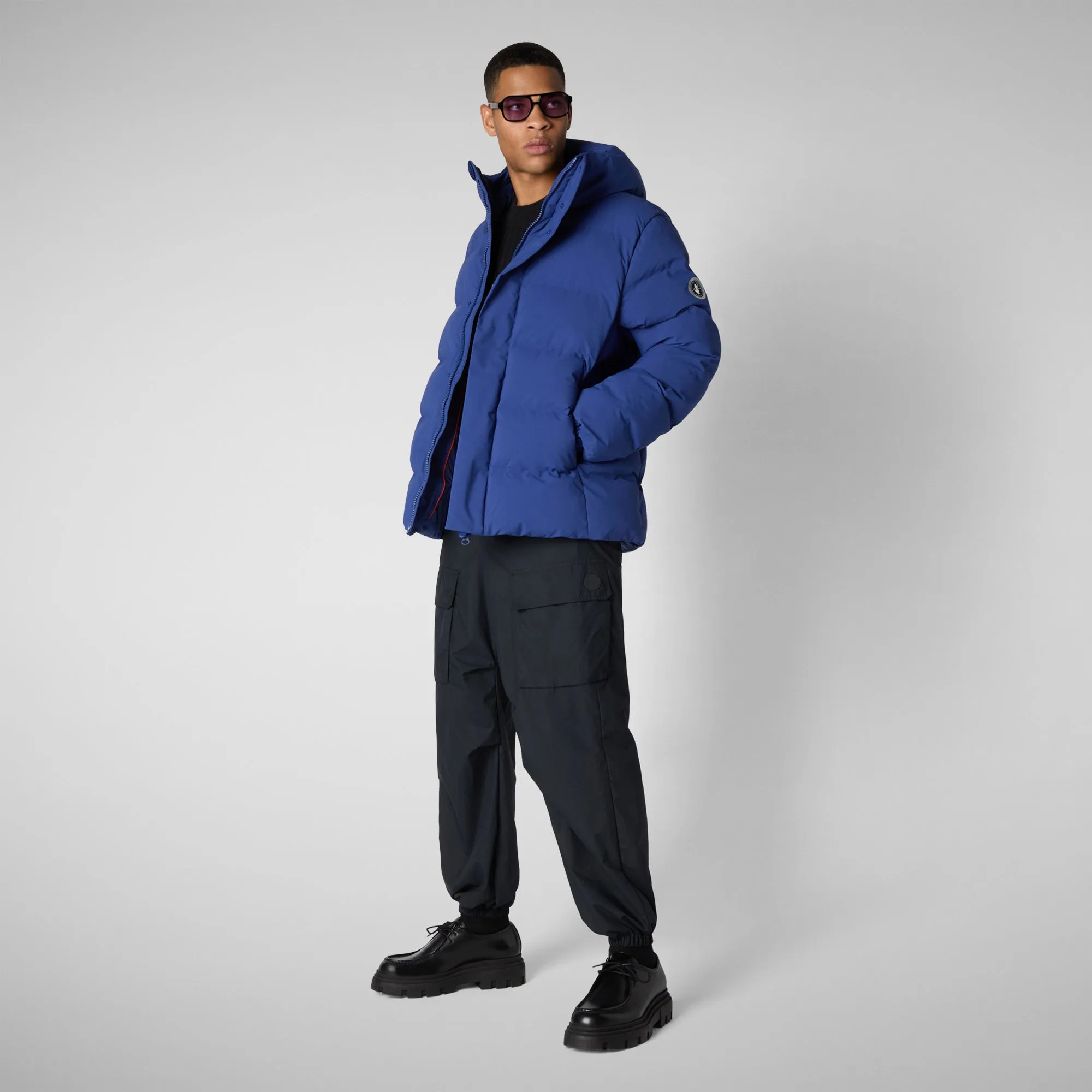 Man's hooded parka Leland in eclipse blue