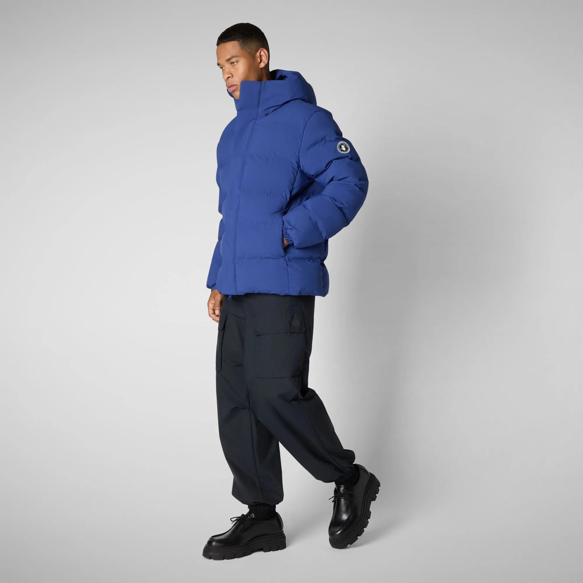 Man's hooded parka Leland in eclipse blue