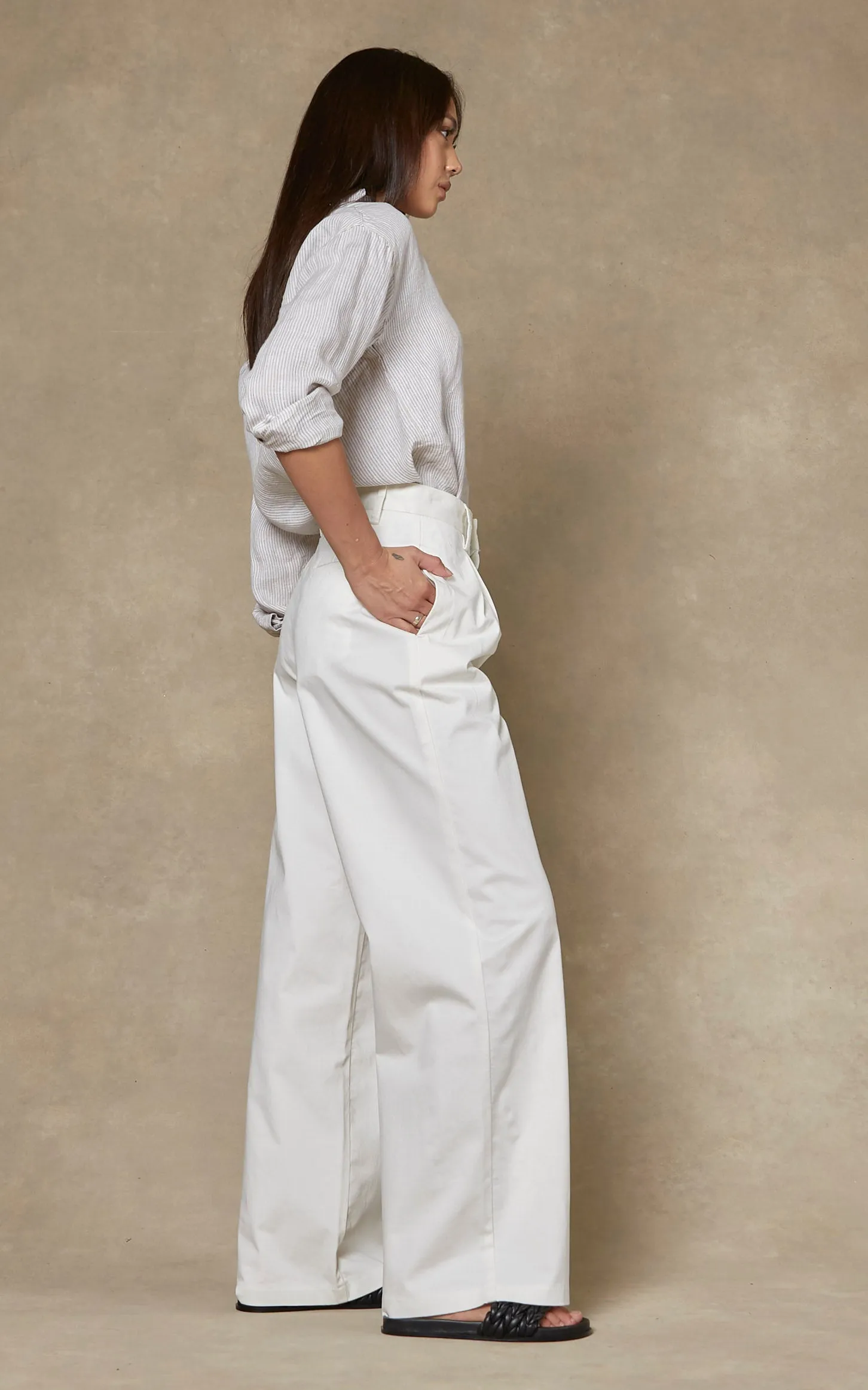 Maya Ivory Wide Leg Pants