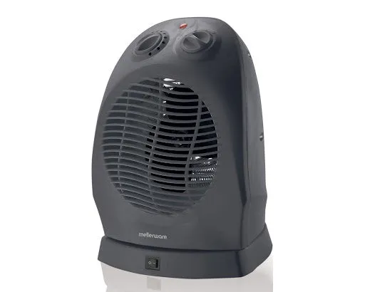 mellerware 2000w black oscillating fan heater