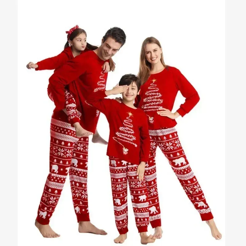 Merry Christmas Family Matching Outfits Pajamas Set Present Dad Mom