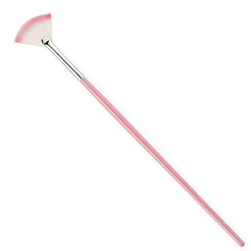 Nail Art Fan Brush Pink Handle