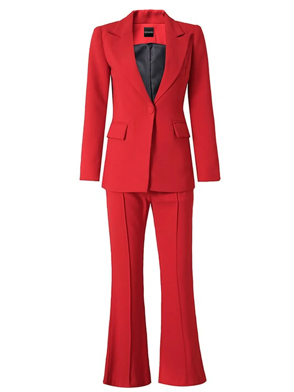 NAOMA Blazer & Flared Pants Set in Red