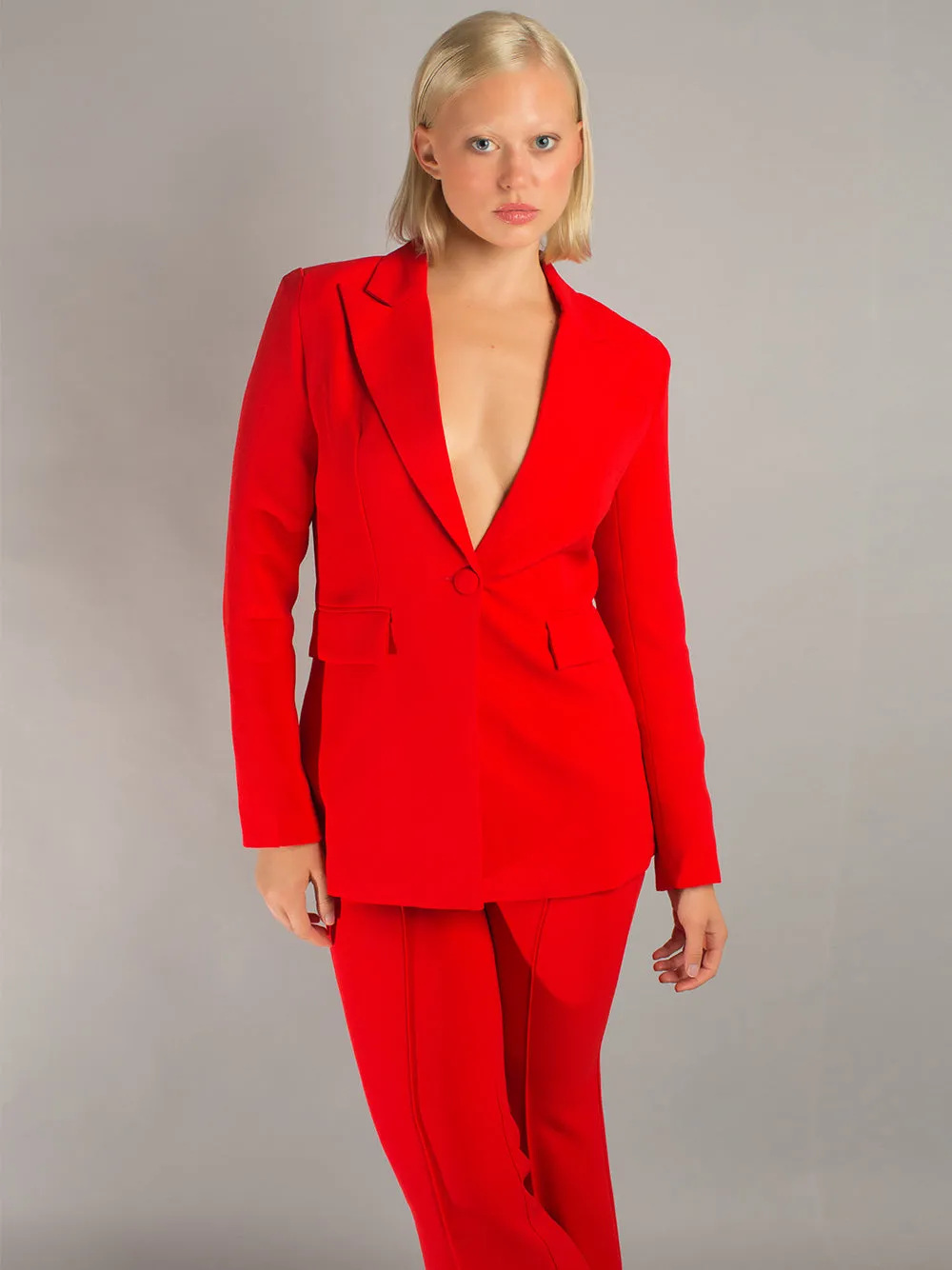 NAOMA Blazer & Flared Pants Set in Red