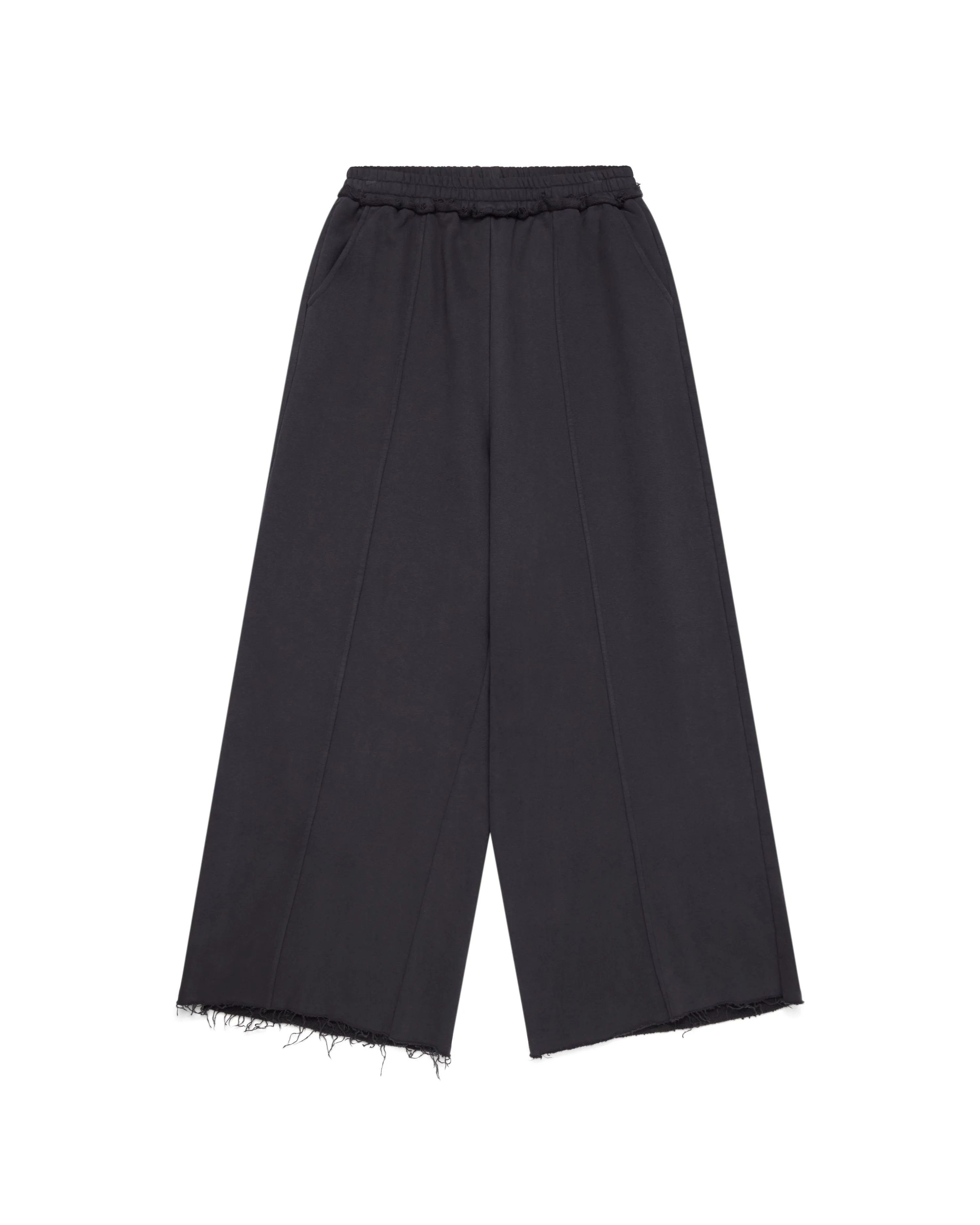 Nichijō Wide Leg Washed Black Cotton Sweatpants