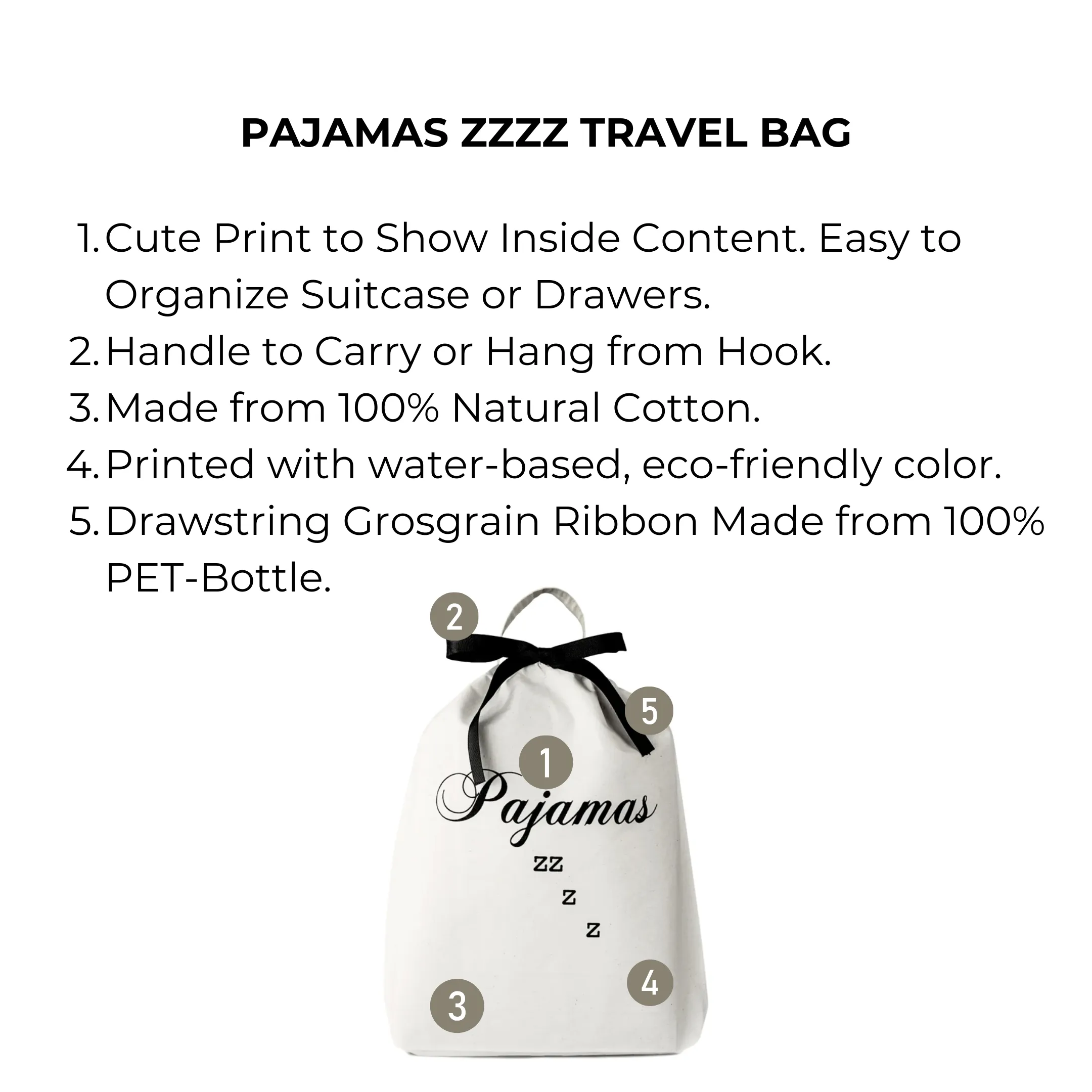 Pajamas Zzzz Travel Bag, Cream