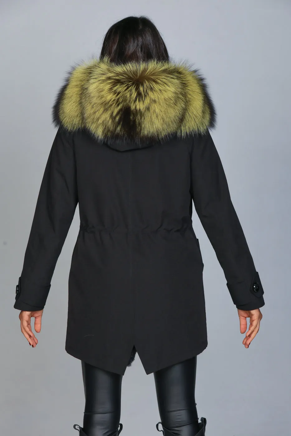 Parka in cotone tecnico  impermeabile long Luxury Silver Yellow