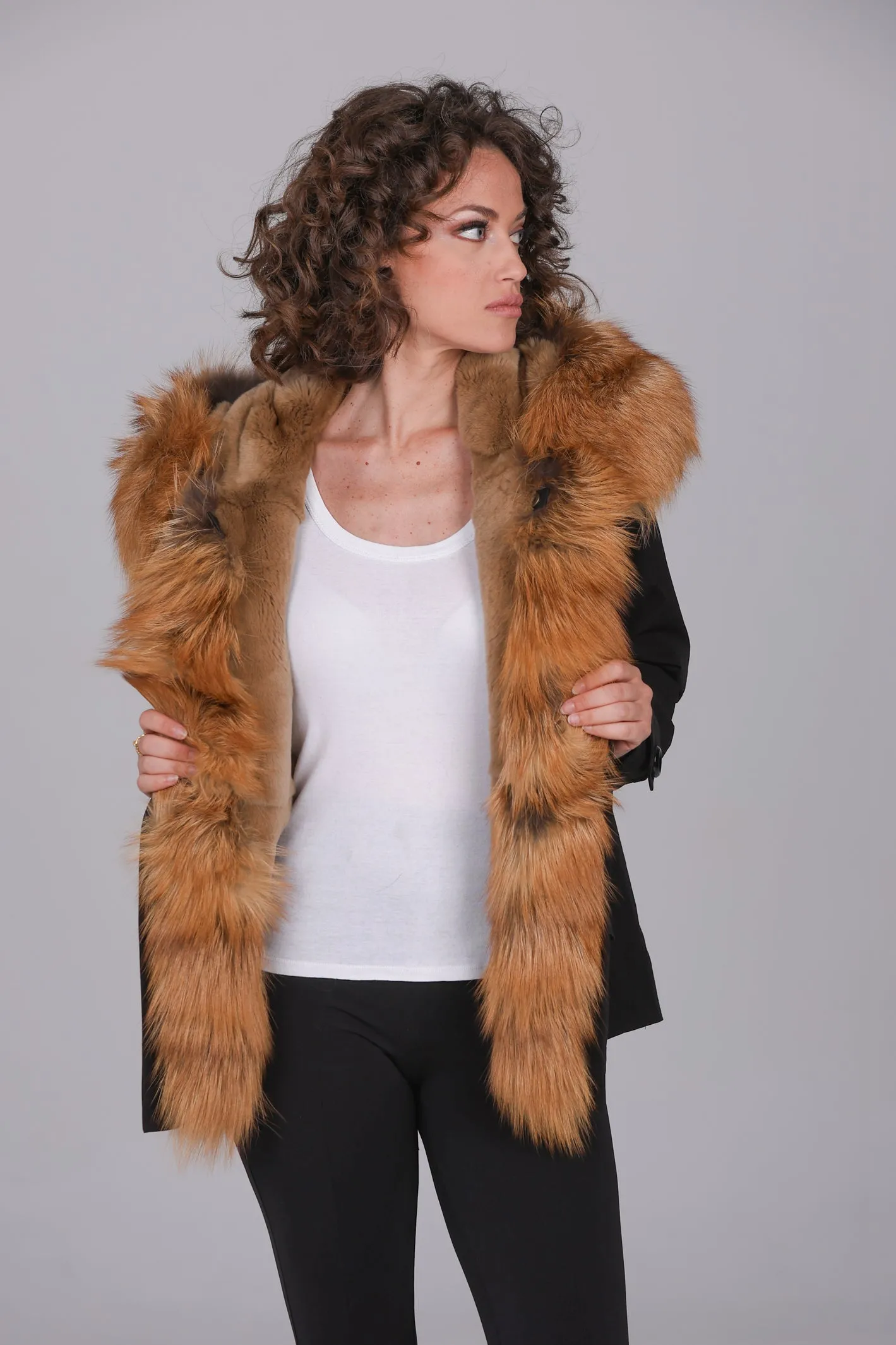 Parka in cotone tecnico  impermeabile short luxury gold