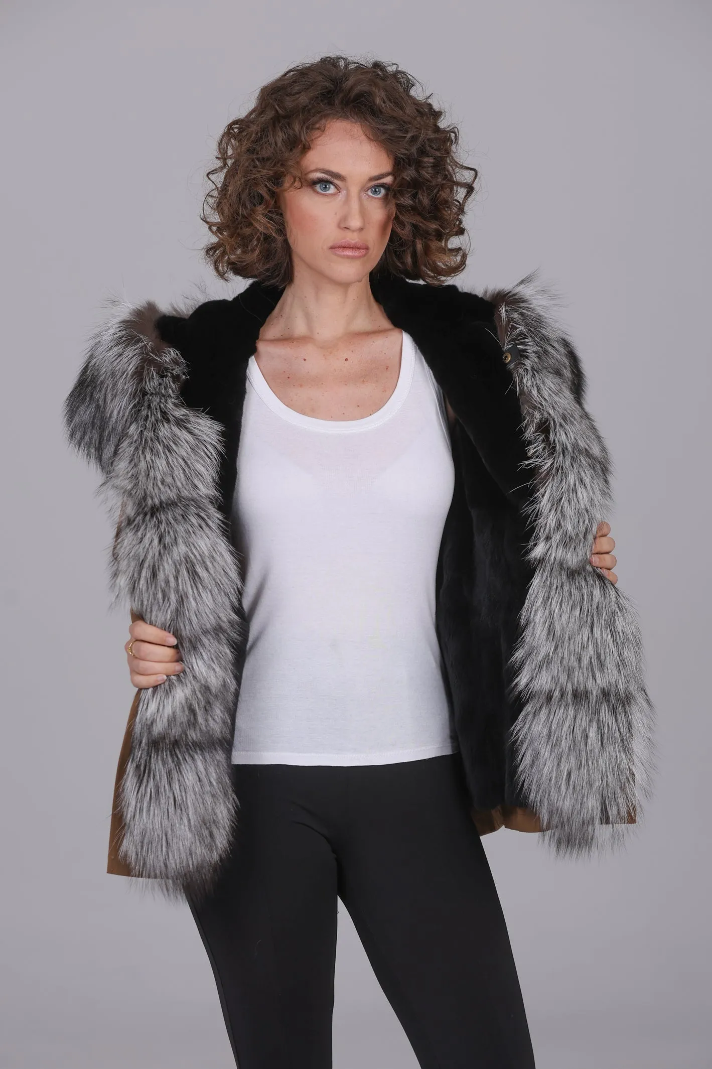 Parka in cotone tecnico impermeabile short Luxury Silver