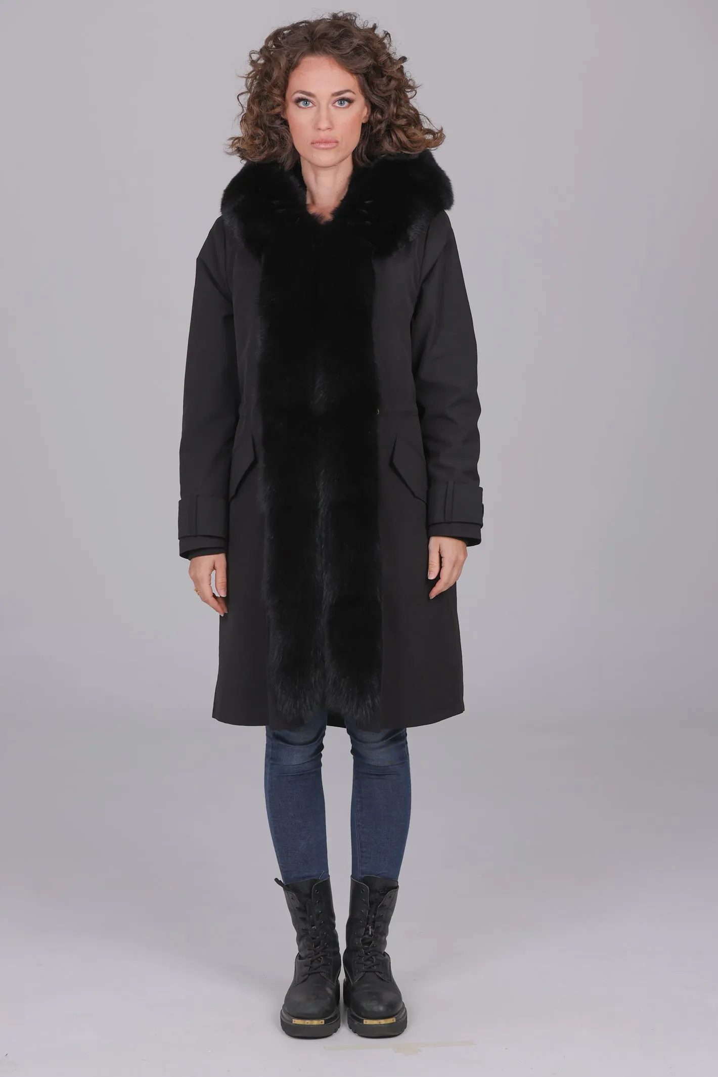 Parka in cotone tecnico  impermeabile X-long black