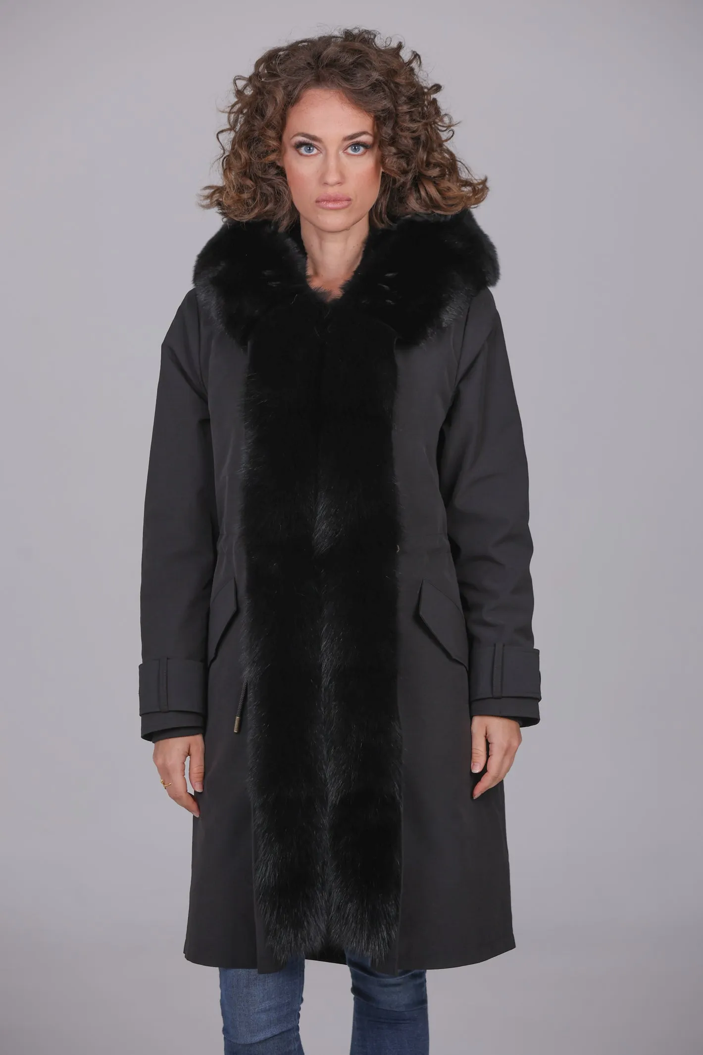 Parka in cotone tecnico  impermeabile X-long black