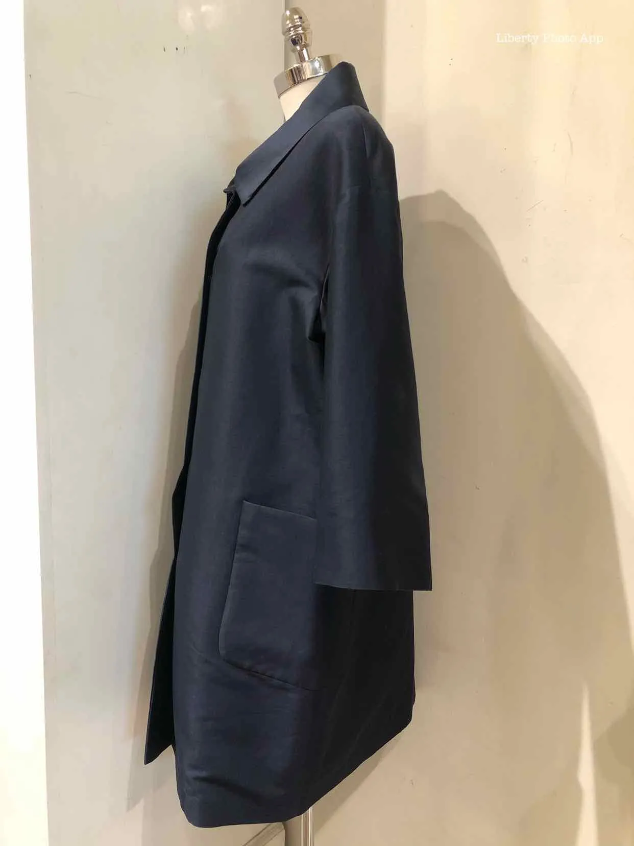 PAUW Size 10 Navy Silk Blend Solid Coat