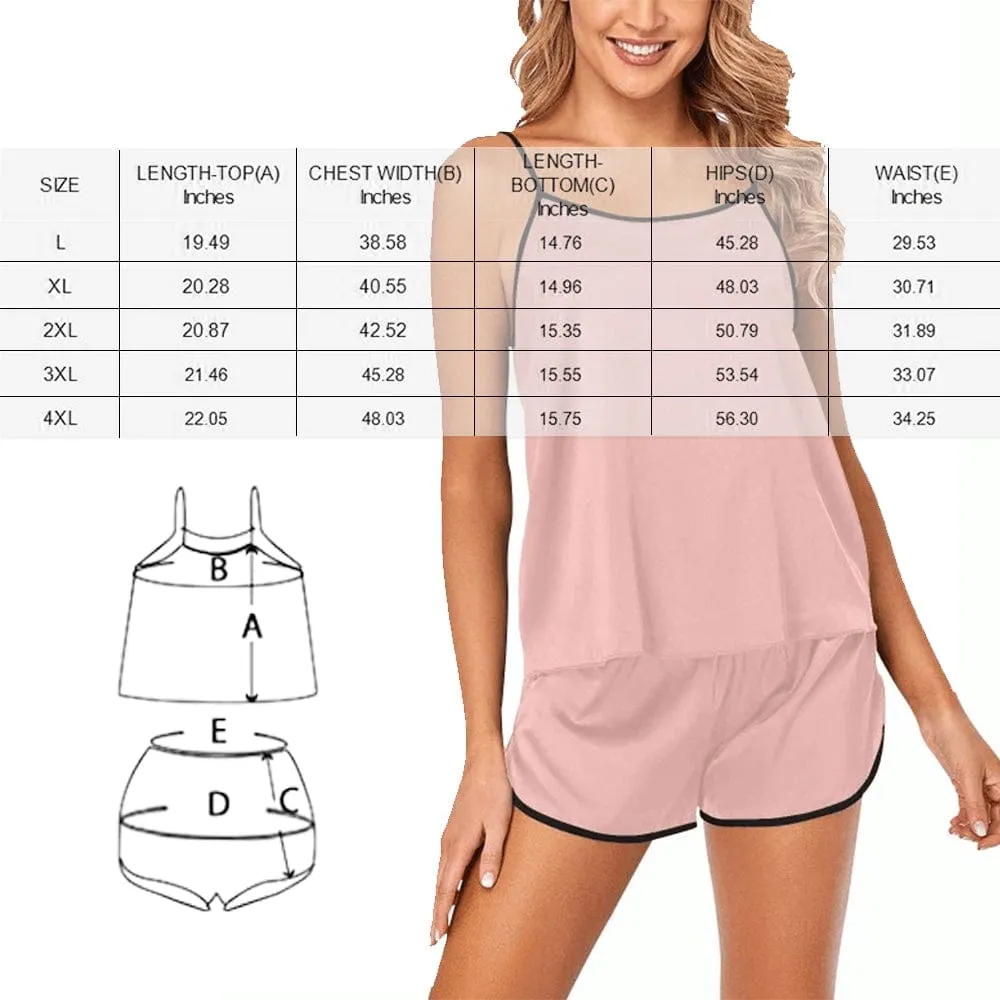 #Plus Size Pajama Set-Custom Face Pajamas Love Red Sleepwear Personalized Women's Sexy Cami Pajama Set Honeymoon Gift for Her