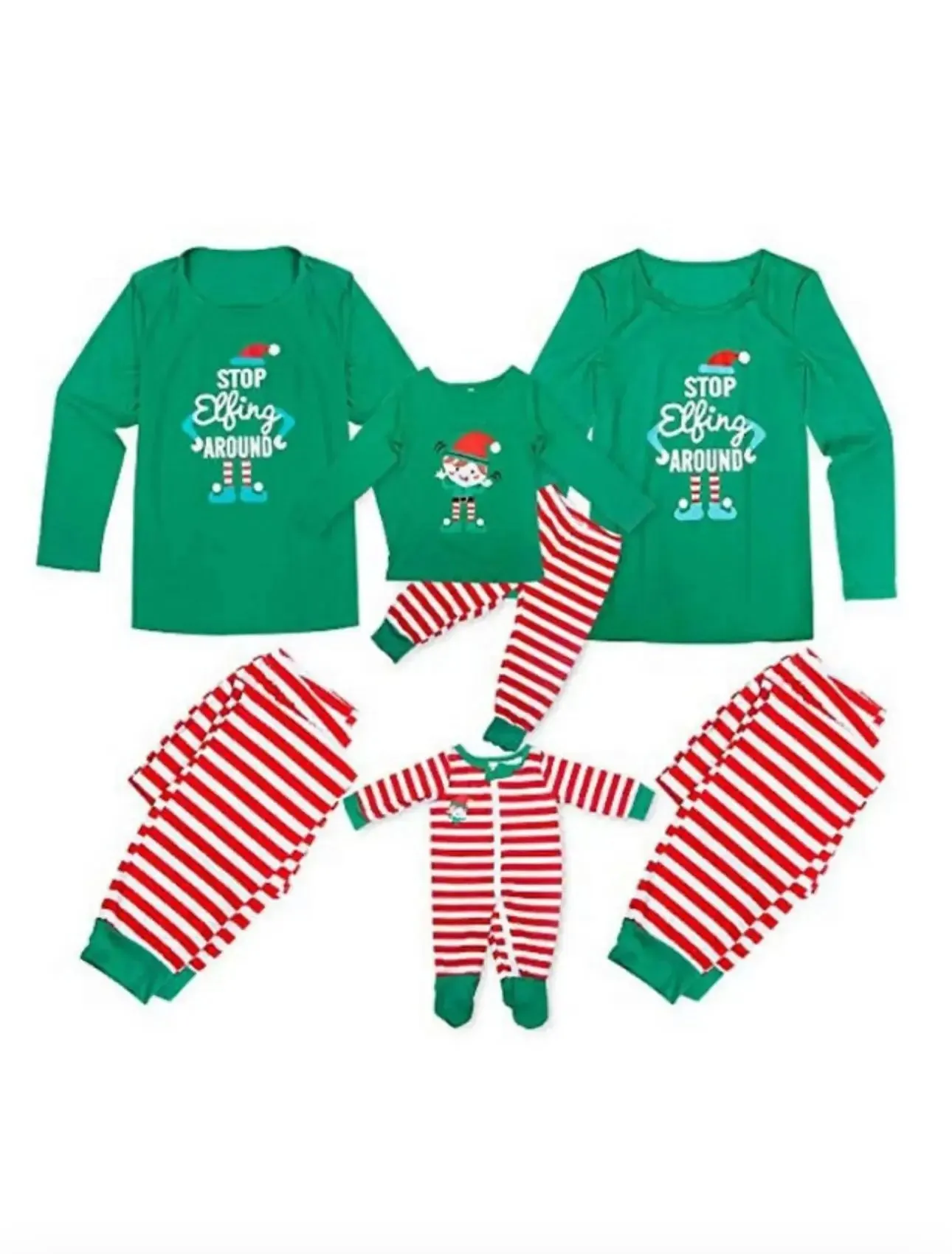 (PRE ORDER) MUM STOP Elfing AROUND Green Family Christmas Pajamas Sets Adult Ladies Christmas Grinch sleepwear