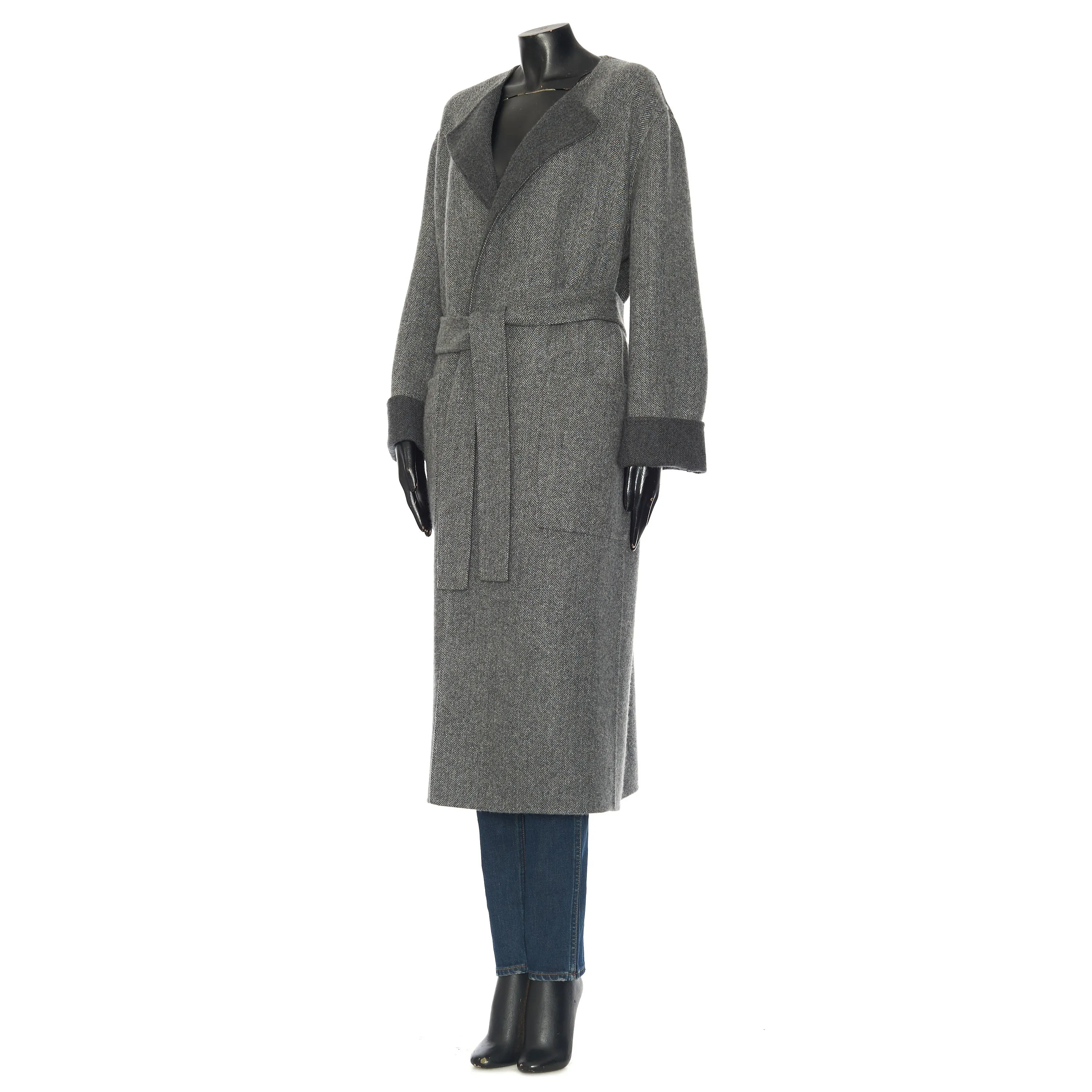 Pure Collar Coat In Gray Double Face Cashmere