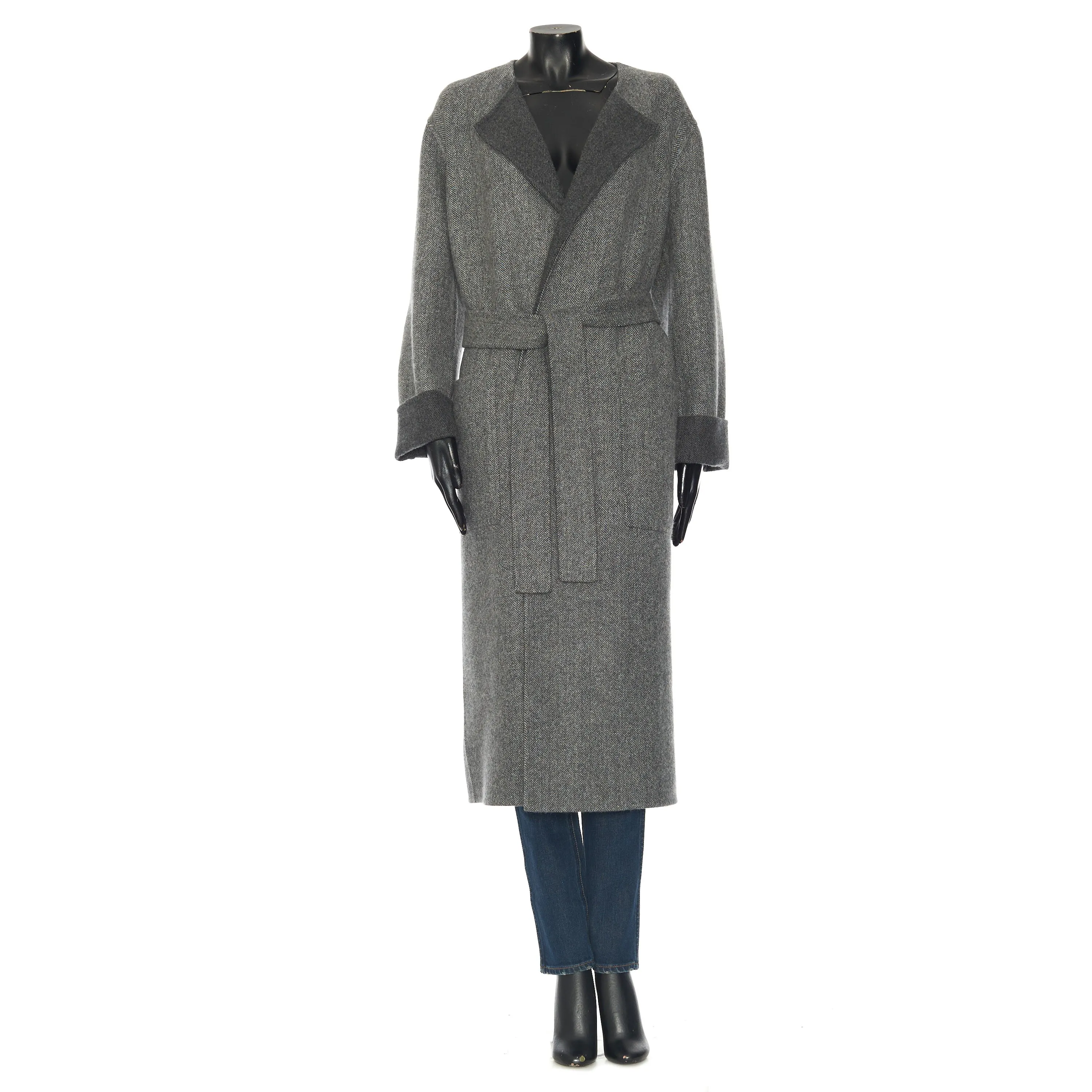 Pure Collar Coat In Gray Double Face Cashmere