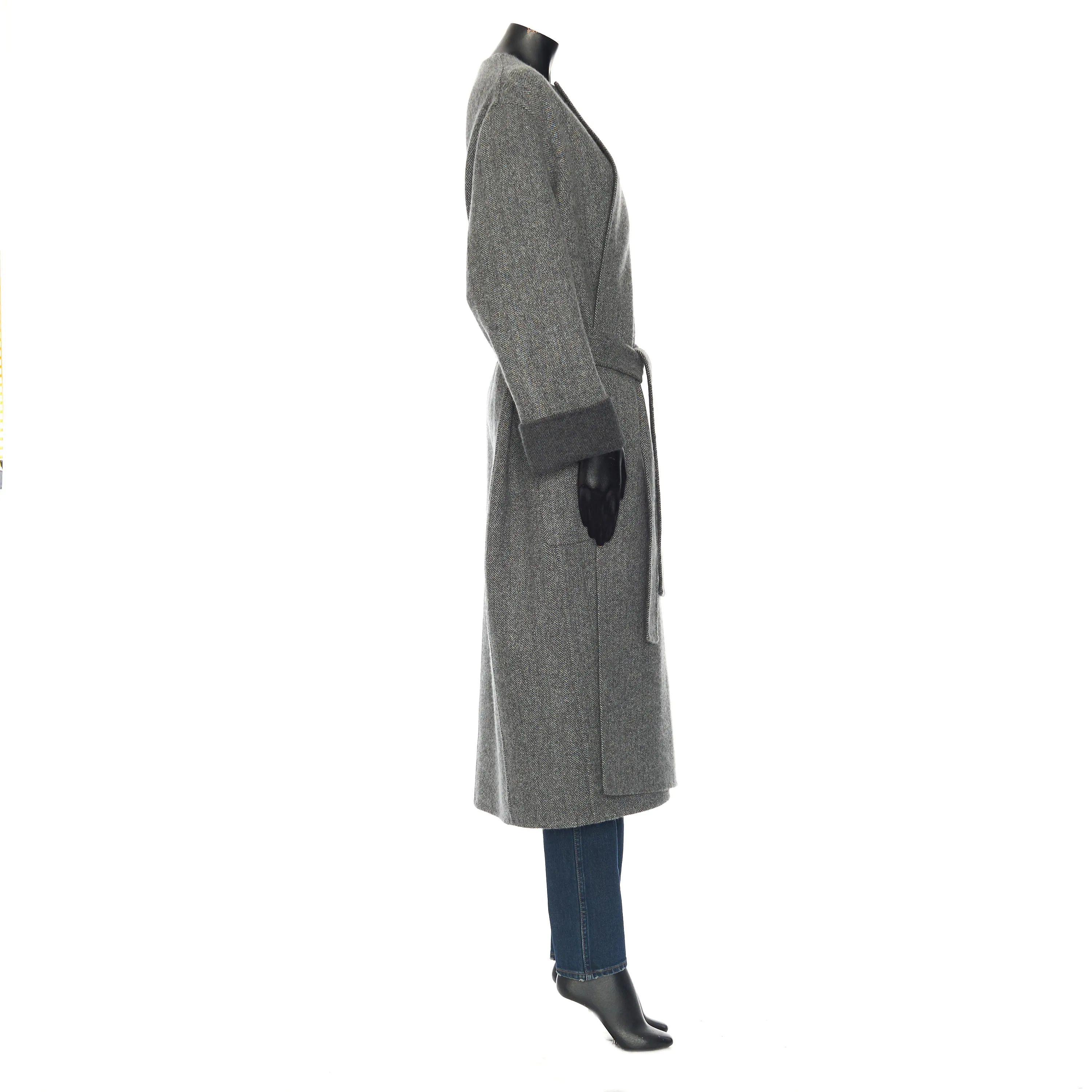 Pure Collar Coat In Gray Double Face Cashmere