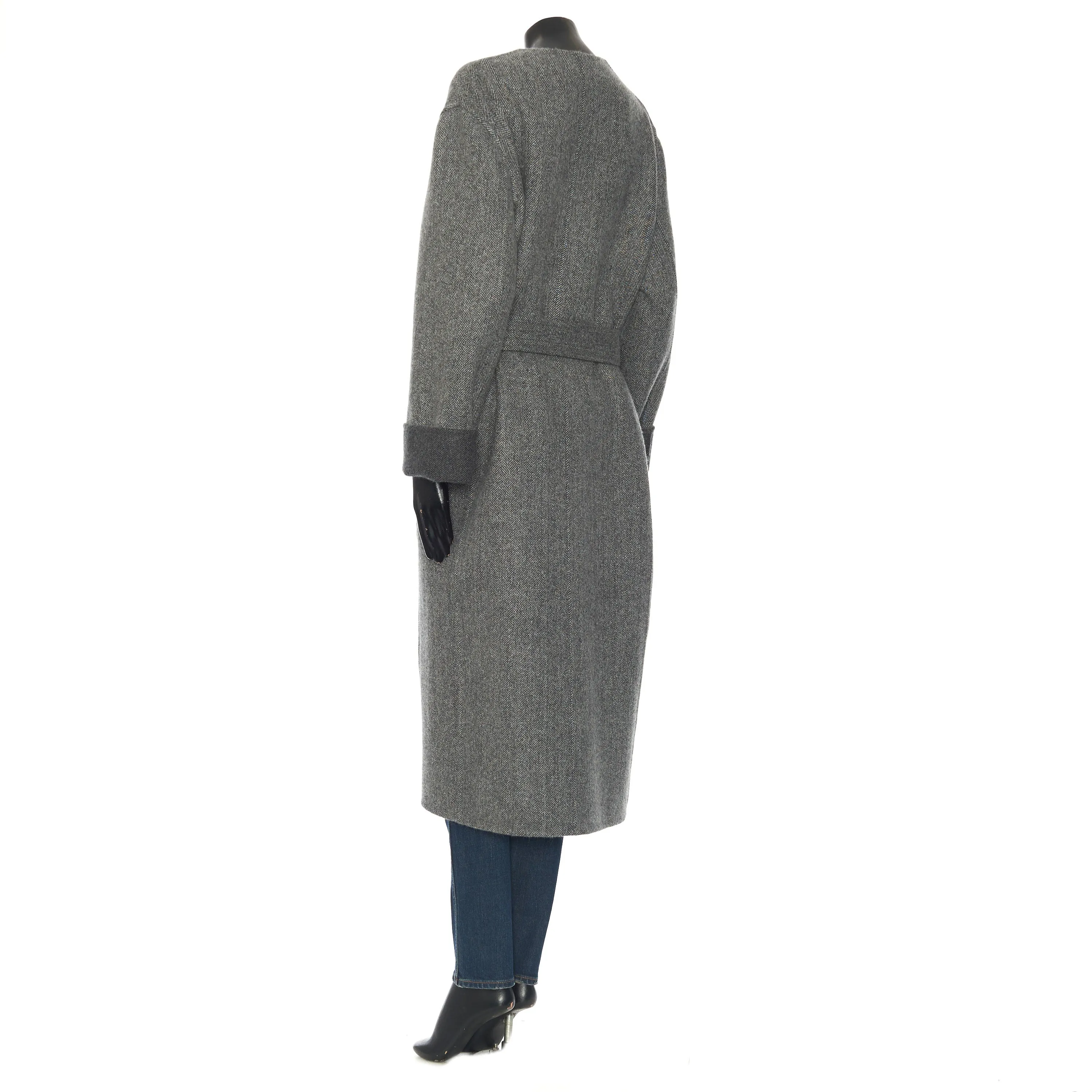 Pure Collar Coat In Gray Double Face Cashmere