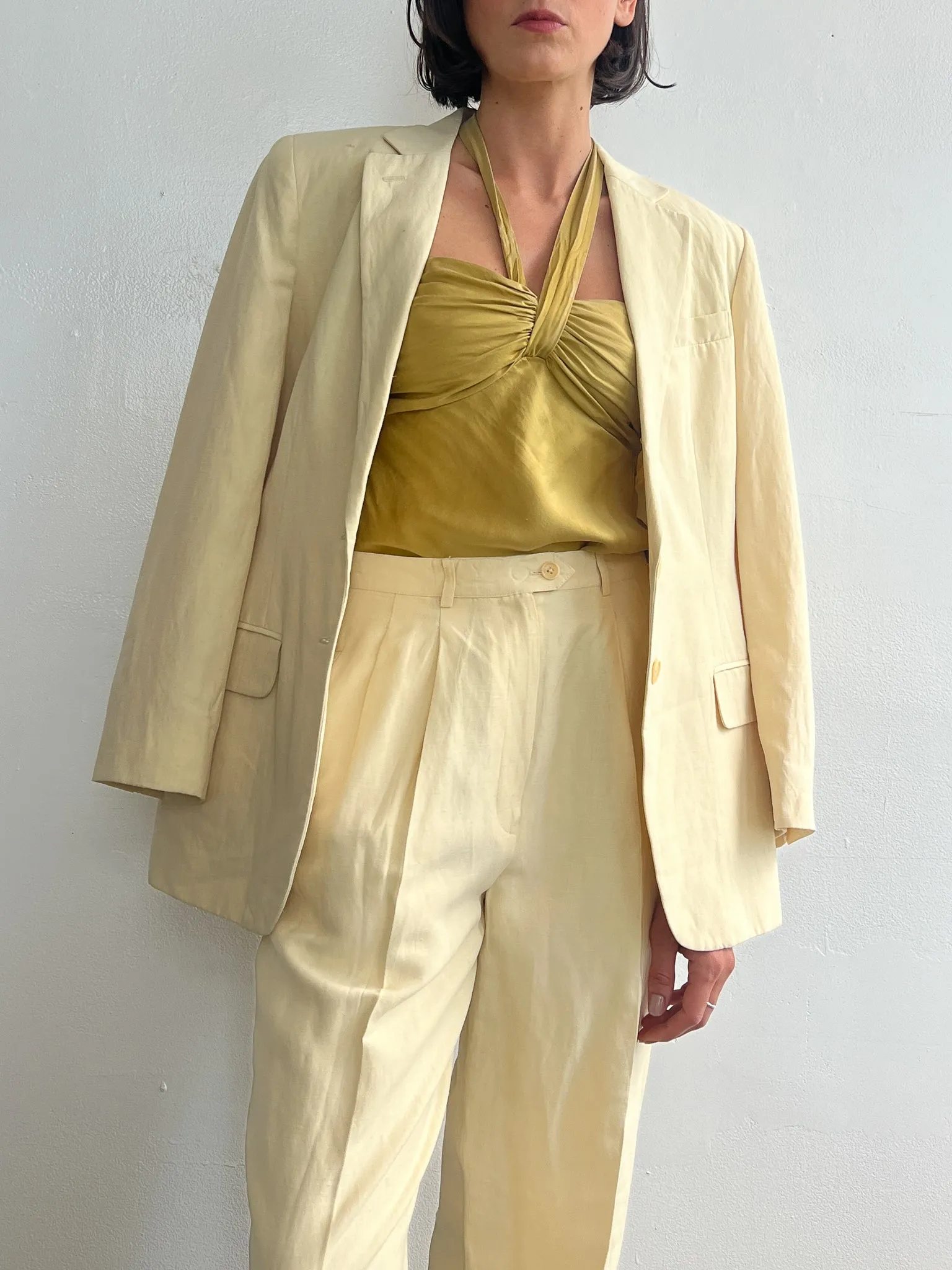 Ralph Lauren Butter Cream Silk Suit (M)