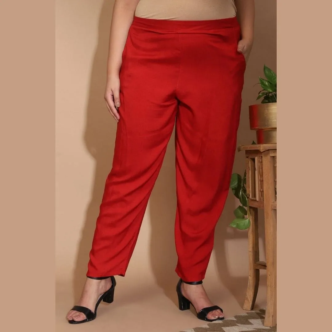 Red Straight Fit Pants