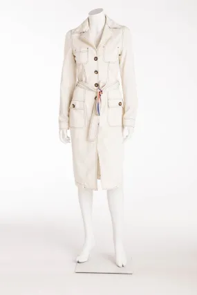 Roberto Cavalli - Off White Jacket Long Sleeve Trench Coat - IT 38