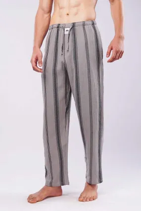 Striped Woven Pajamas - Grey