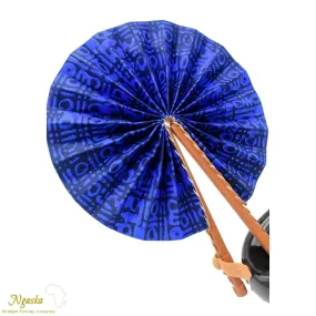 Tribal, Dark Blue African Tribal Print Fashion Fan FAN-19