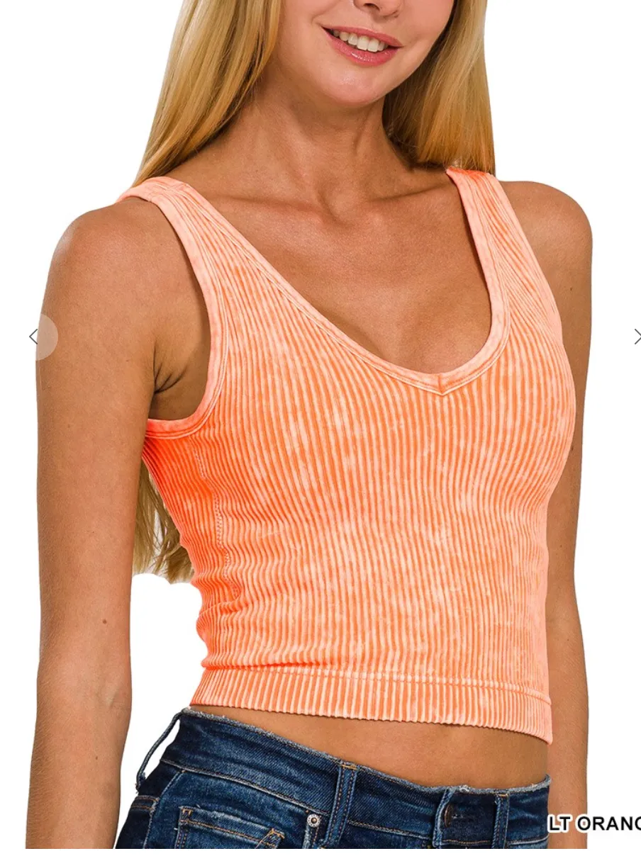 V-Neck Washed Padded Tank