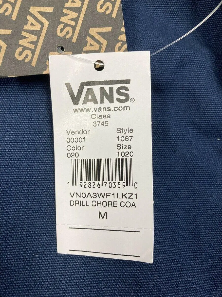 VANS Men's Dress Blue Drill Chore Snap On Button Coat (S03)