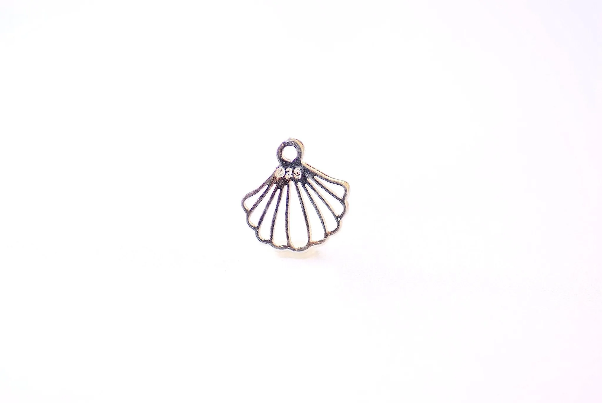 Vermeil Gold Fan Charm- 18k gold plated 925 Sterling Silver, Gold Silver Fan, Fan Shaped Charm, J389