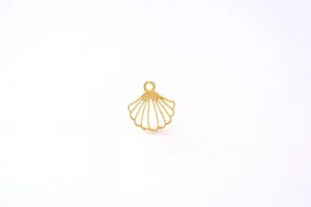 Vermeil Gold Fan Charm- 18k gold plated 925 Sterling Silver, Gold Silver Fan, Fan Shaped Charm, J389