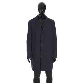 Wallaston Coat In Navy Blue Stretch Wool