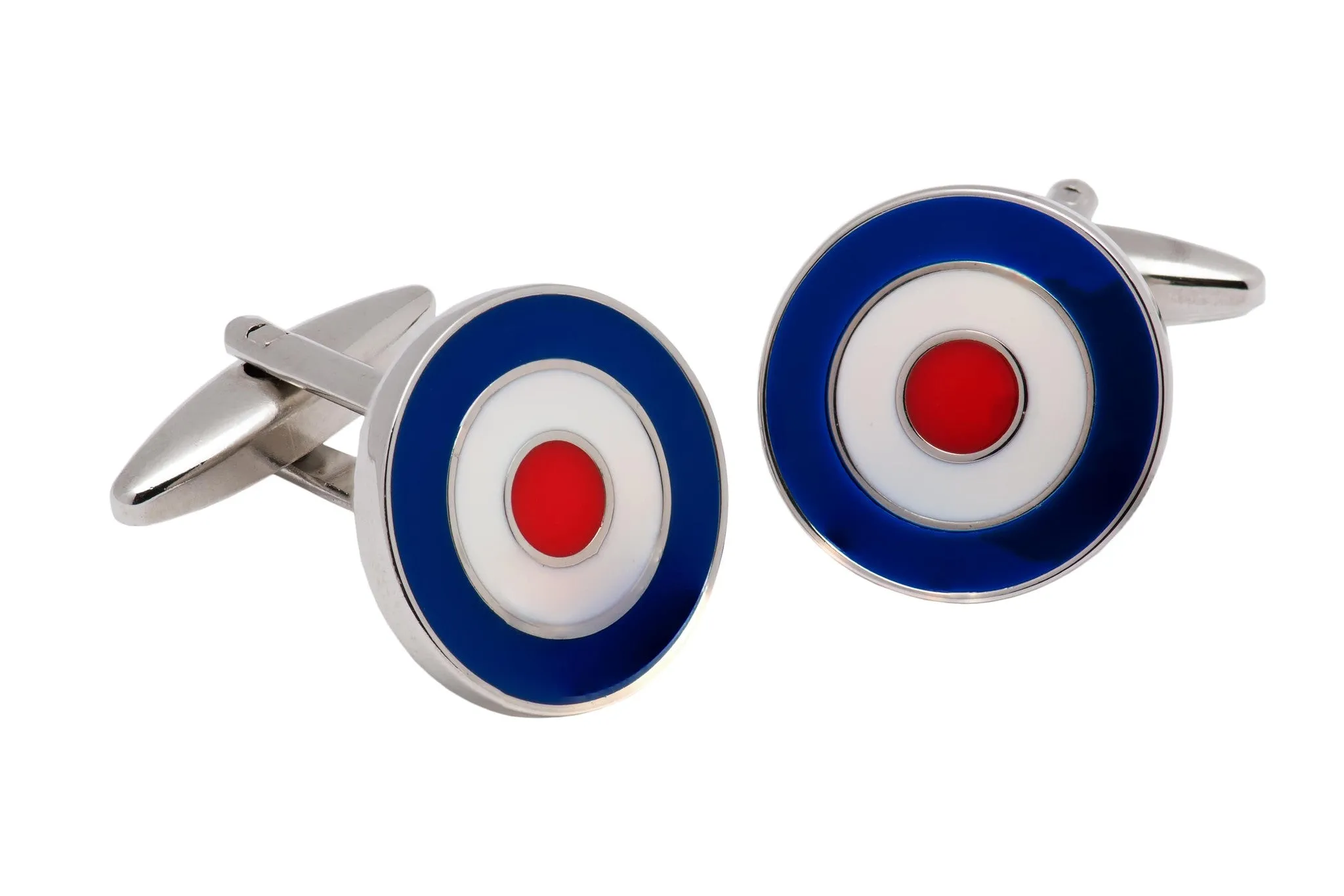 Williamsburg Blue, White, and Red Rhodium Plated Brass Cufflinks