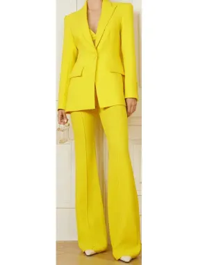 Women’s Bright Blazer and Flared Pant Suit in Yellow or Red