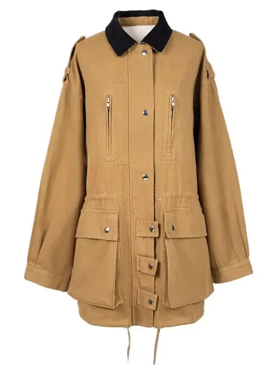 Women's Cotton Twill Drawstring Parka Jacket