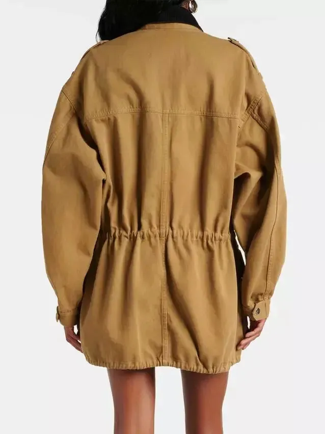 Women's Cotton Twill Drawstring Parka Jacket