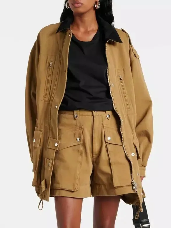 Women's Cotton Twill Drawstring Parka Jacket