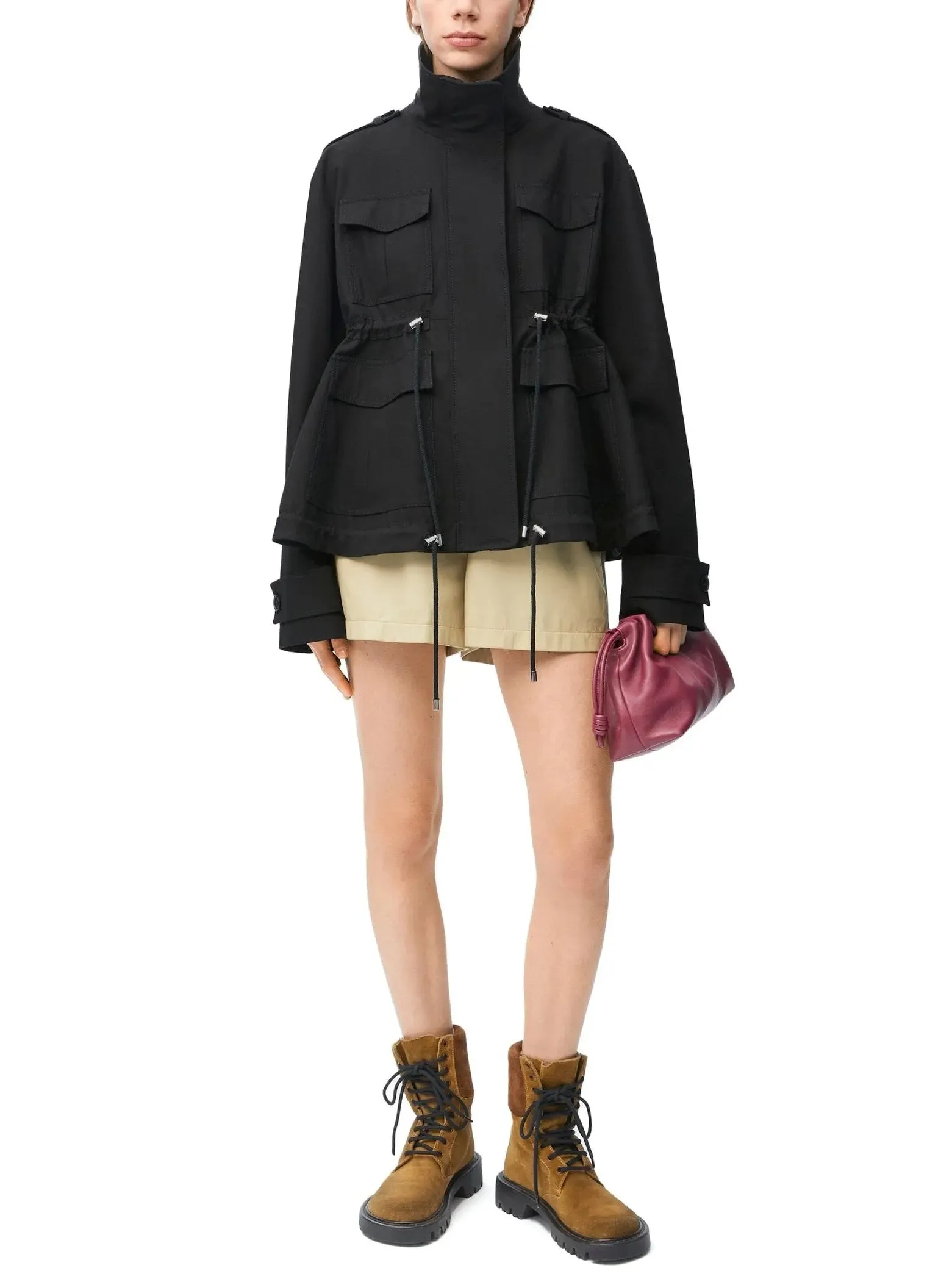 Women’s Cotton Twill Parka Jacket in Black