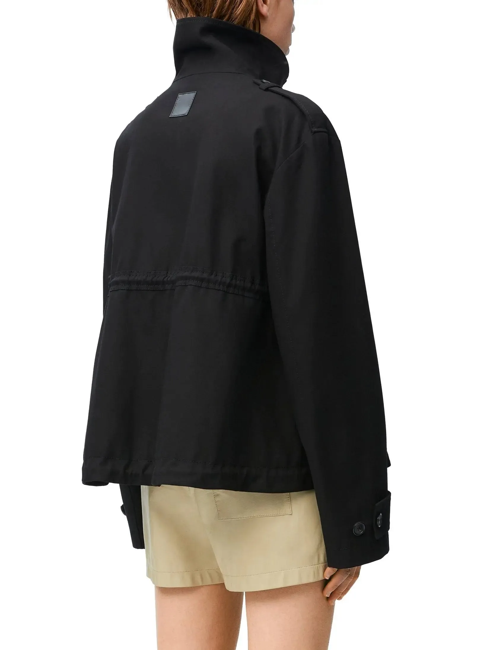 Women’s Cotton Twill Parka Jacket in Black