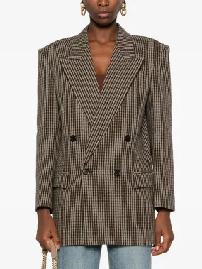 Women's Double-Breasted Check Wool-Blend Blazer